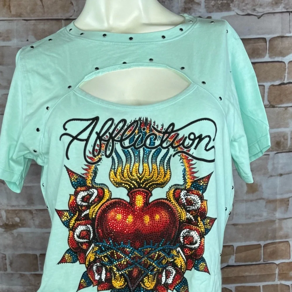 Affliction Black Label Women’s Short Sleeve Graphic Scoop Tee-Multiple Sizes-NWT - Picture 3 of 10